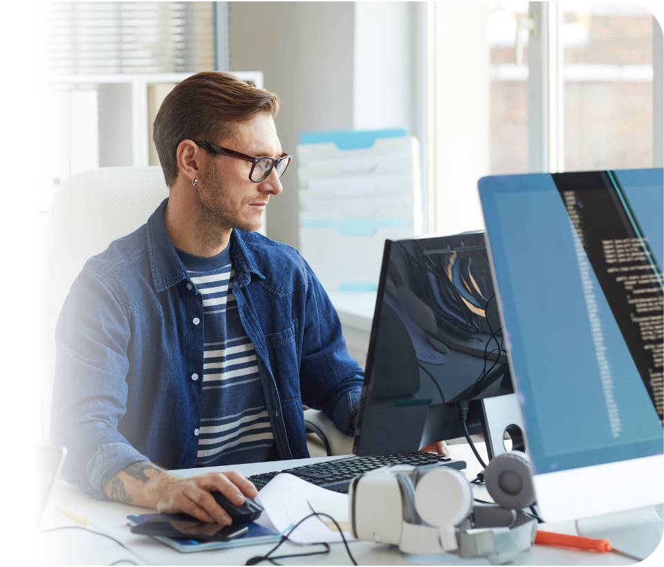 Architect working at a computer