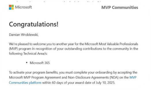 Microsoft 365 MVP Award