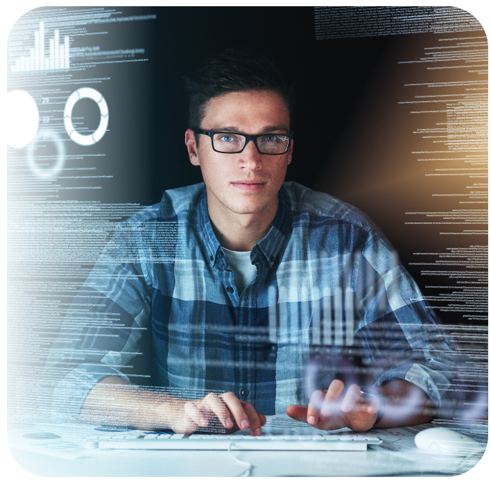 Technician inspecting a computer