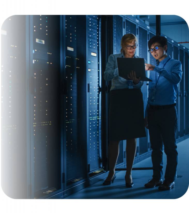 Technicians analyzing an issue